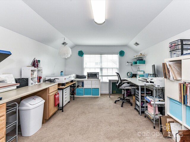 10800 Alabaster Dr, Davidson, NC 28036 - office featuring vaulted ceiling and light carpet