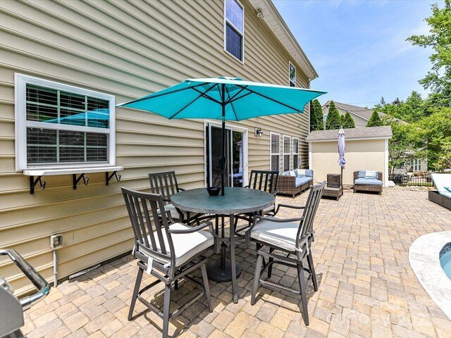 10800 Alabaster Dr, Davidson, NC 28036 - view of patio featuring outdoor lounge area and outdoor dining space