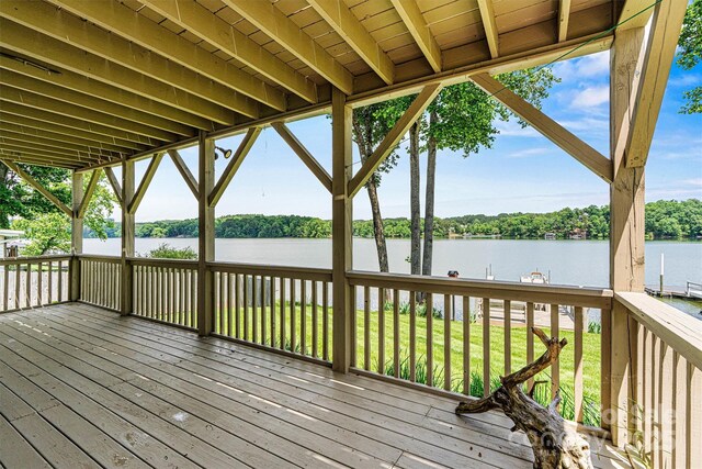 4920 Longfield St, Claremont, NC 28610 - wooden deck featuring a water view
