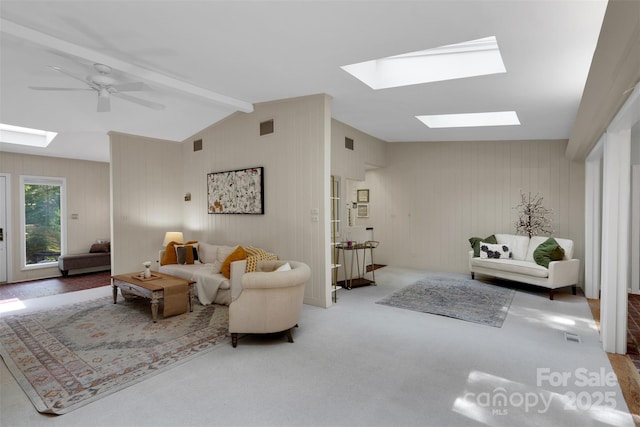 331 Glen Oaks Rd, Charlotte, NC 28270 - living room featuring a skylight and ceiling fan