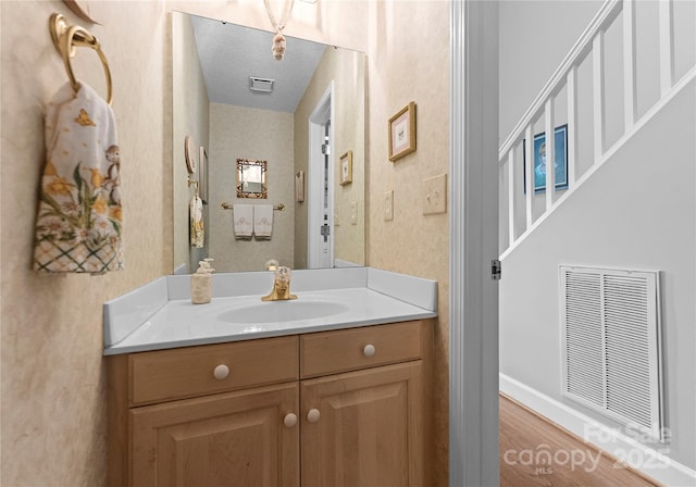 4101 Fairway Downs Ct Unit 9, Charlotte, NC 28277 - bathroom featuring vanity, wood finished floors, and baseboards