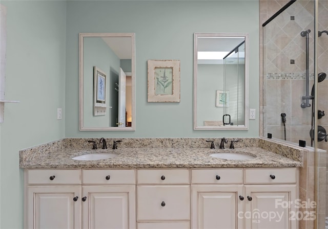 4101 Fairway Downs Ct Unit 9, Charlotte, NC 28277 - full bath with double vanity and a shower stall