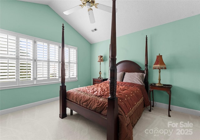 4101 Fairway Downs Ct Unit 9, Charlotte, NC 28277 - bedroom with vaulted ceiling, carpet floors, baseboards, and ceiling fan