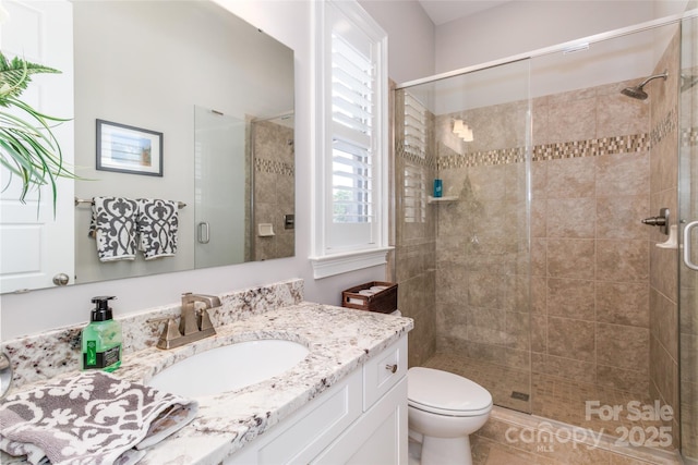 324 Squash Harvest Ct, Matthews, NC 28104 - full bath with vanity, a shower stall, and toilet