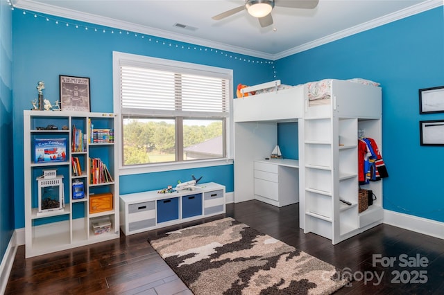 324 Squash Harvest Ct, Matthews, NC 28104 - bedroom featuring crown molding, dark wood finished floors, and baseboards