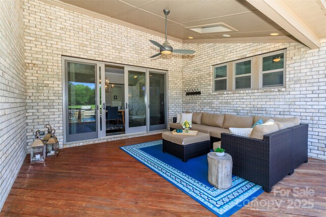 324 Squash Harvest Ct, Matthews, NC 28104 - deck featuring an outdoor hangout area and a ceiling fan