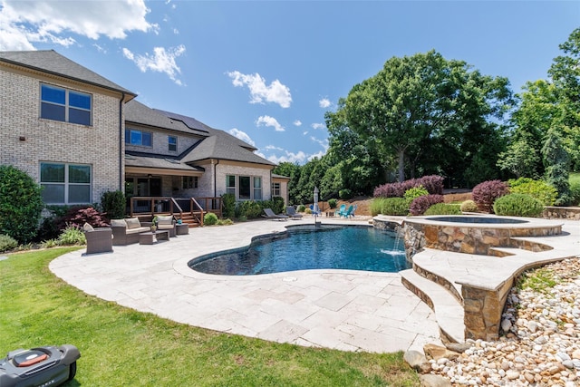 324 Squash Harvest Ct, Matthews, NC 28104 - view of pool featuring a patio, outdoor lounge area, and a pool with connected hot tub