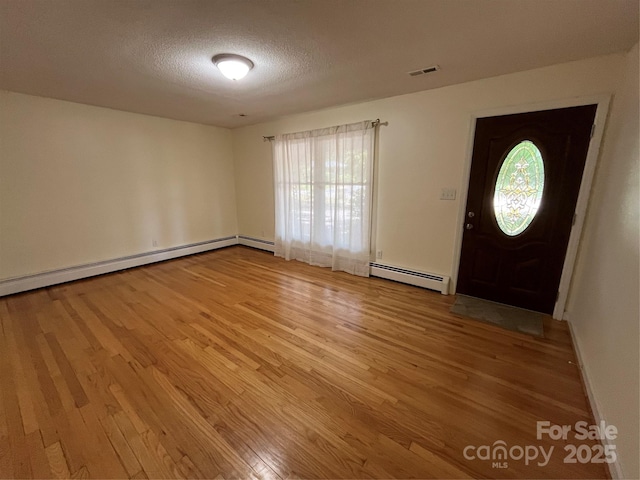 511 Evelyn Ave, Kannapolis, NC 28083 - entryway with a baseboard radiator, light wood-type flooring, and a textured ceiling