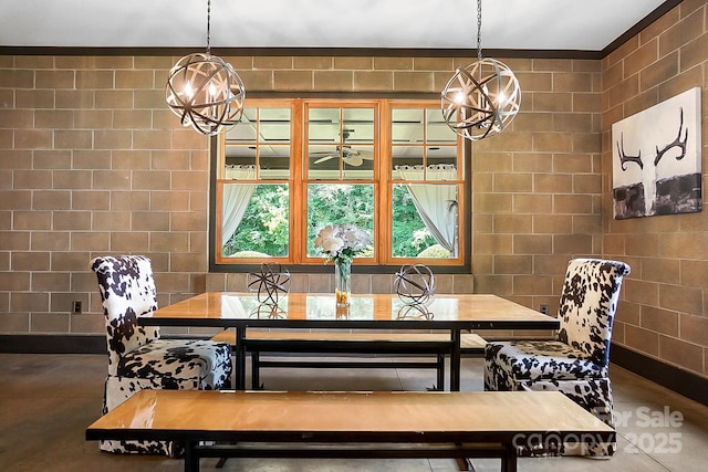 14701 Cabarrus Rd, Mint Hill, NC 28227 - dining area featuring finished concrete floors and a chandelier