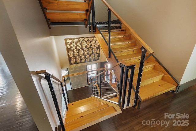 14701 Cabarrus Rd, Mint Hill, NC 28227 - stairway with wood finished floors