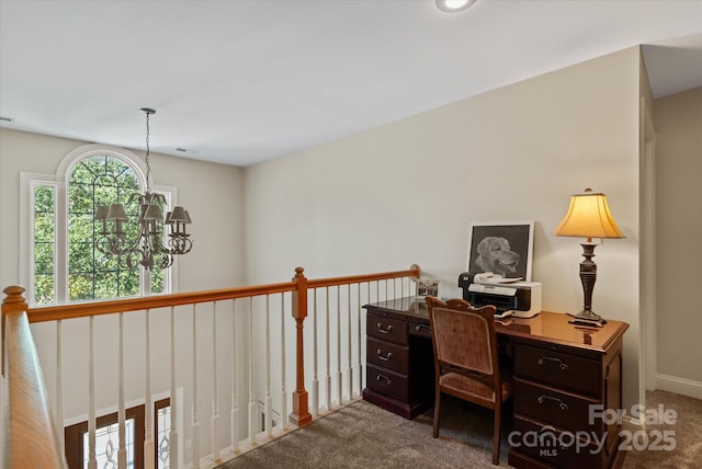 3124 17th Street Ln NE, Hickory, NC 28601 - carpeted office space featuring a chandelier