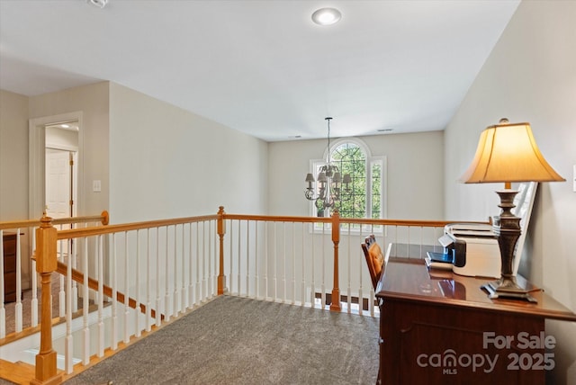 3124 17th Street Ln NE, Hickory, NC 28601 - hallway with carpet flooring and an upstairs landing