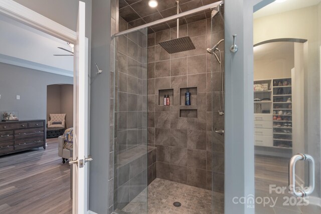 3666 Jacinta Ct, Tega Cay, SC 29708 - ensuite bathroom with a stall shower and wood finished floors
