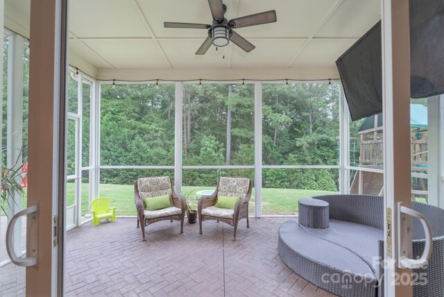 3666 Jacinta Ct, Tega Cay, SC 29708 - sunroom with ceiling fan and plenty of natural light