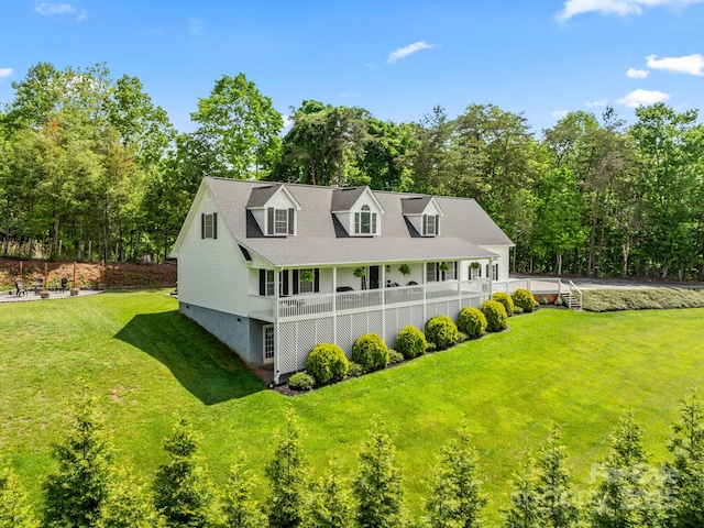 642 Bull Creek Rd, Mars Hill, NC 28754 - cape cod house with a front lawn, covered porch, and view of scattered trees