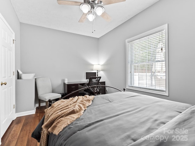 642 Bull Creek Rd, Mars Hill, NC 28754 - bedroom with wood finished floors, ceiling fan, and baseboards