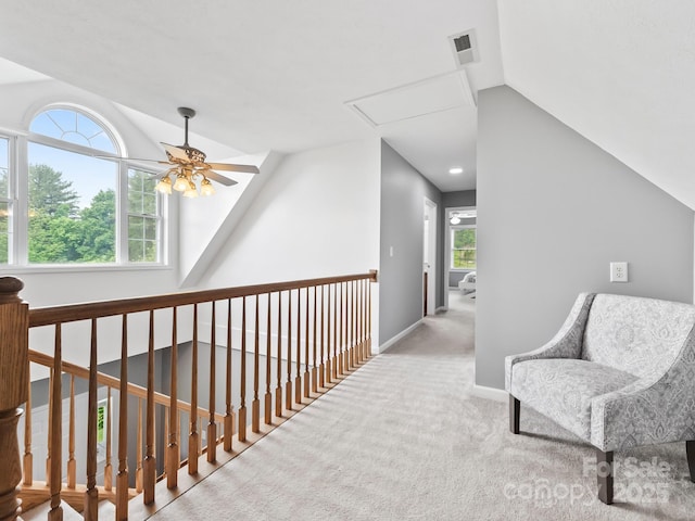 642 Bull Creek Rd, Mars Hill, NC 28754 - hallway with lofted ceiling, carpet flooring, and baseboards