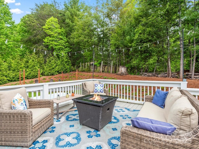 642 Bull Creek Rd, Mars Hill, NC 28754 - wooden terrace with an outdoor living space with a fire pit
