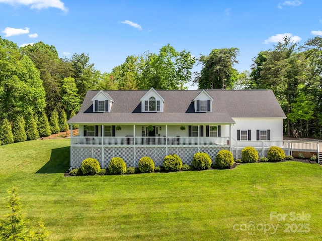 642 Bull Creek Rd, Mars Hill, NC 28754 - cape cod house featuring a front lawn and covered porch