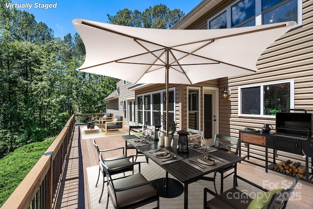 206 Ridge Top Dr, Connelly Springs, NC 28612 - deck with outdoor dining space and an outdoor living space