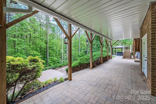 206 Ridge Top Dr, Connelly Springs, NC 28612 - view of patio / terrace with stairs and a forest view