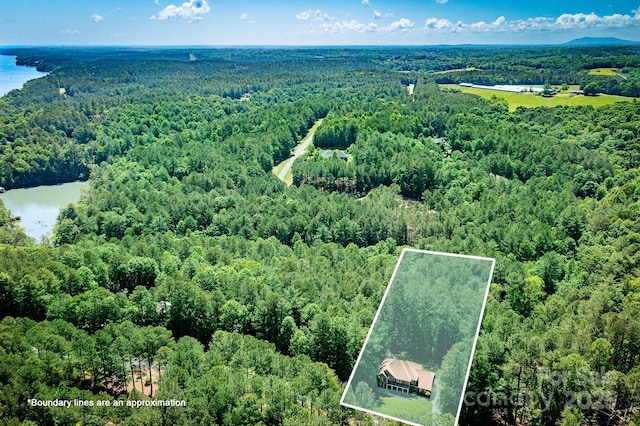 206 Ridge Top Dr, Connelly Springs, NC 28612 - aerial overview of property's location with a forest, property parcel outlined, and a large body of water
