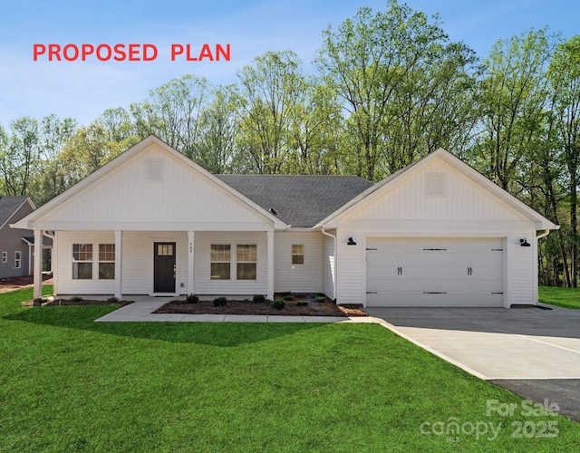 834 Westminster Dr, Statesville, NC 28677 - view of front of home featuring concrete driveway, a garage, a front lawn, and a shingled roof