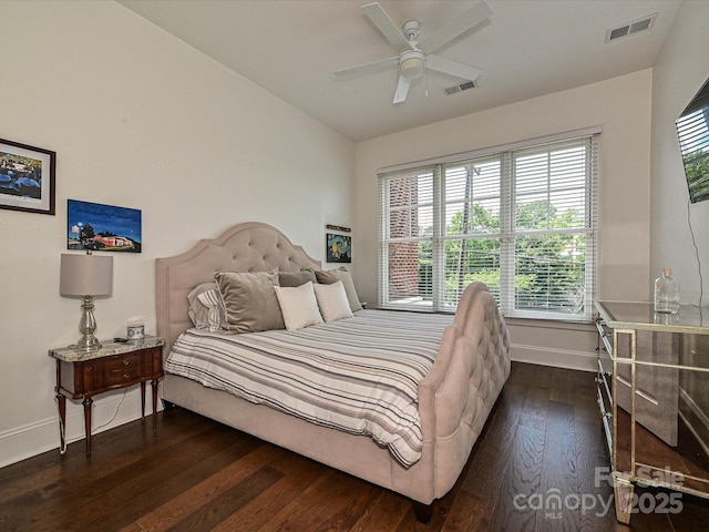 5425 Closeburn Rd, Charlotte, NC 28210 - bedroom with dark wood-style flooring, baseboards, and a ceiling fan