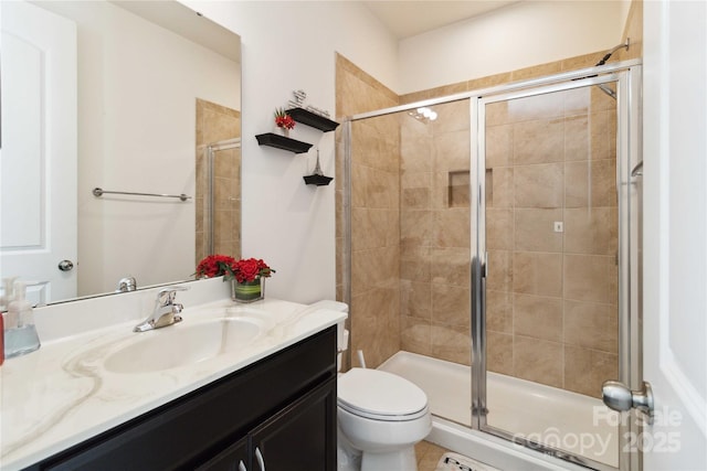 4935 Norman Park Pl, Clover, SC 29710 - bathroom with vanity, a shower stall, and toilet