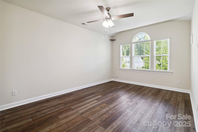 4935 Norman Park Pl, Clover, SC 29710 - unfurnished room featuring dark wood-style floors, ceiling fan, and baseboards
