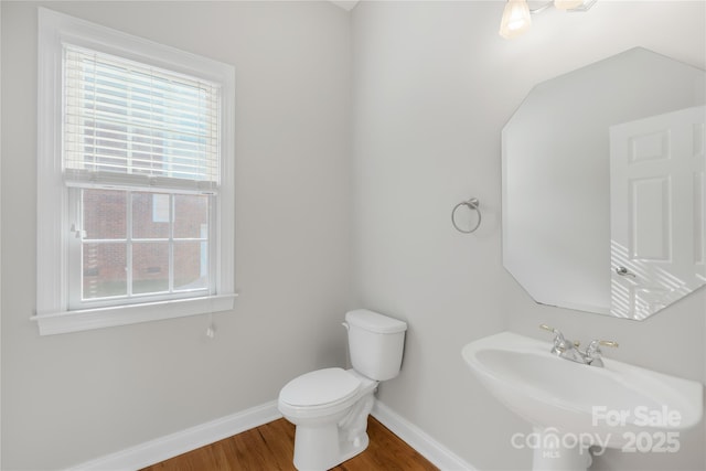 10024 Hazelview Dr, Charlotte, NC 28277 - bathroom with baseboards, plenty of natural light, wood finished floors, and a sink