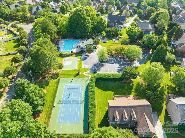 10024 Hazelview Dr, Charlotte, NC 28277 - aerial perspective of suburban area featuring a pool area