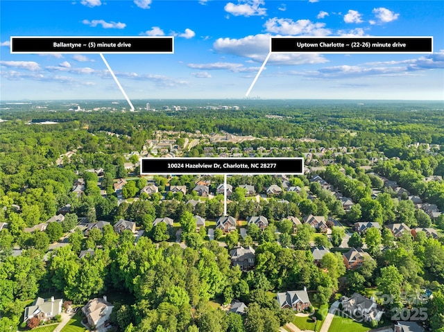 10024 Hazelview Dr, Charlotte, NC 28277 - aerial view of property's location with a forest