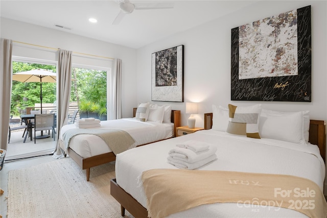 7 Big Rocky Top Dr, Weaverville, NC 28787 - bedroom with access to outside and a ceiling fan