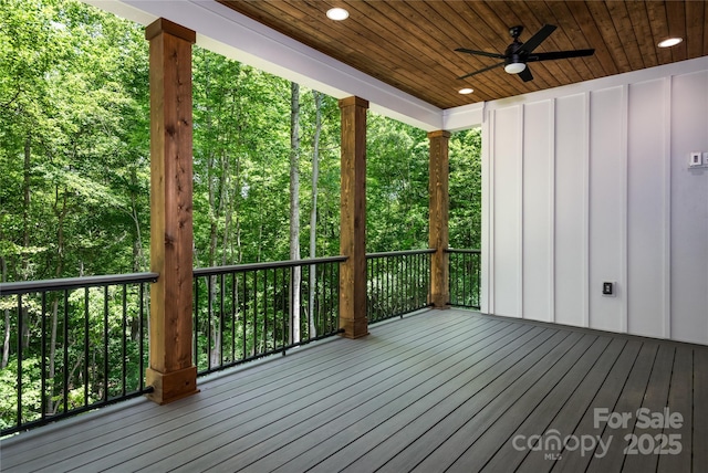 7703 Juniper Ln, Denver, NC 28037 - wooden terrace featuring a ceiling fan