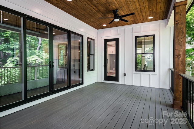 7703 Juniper Ln, Denver, NC 28037 - wooden terrace with a ceiling fan