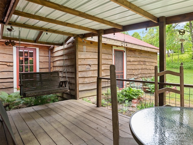 161 Moody Mountain Rd, Burnsville, NC 28714 - wooden terrace featuring outdoor dining space