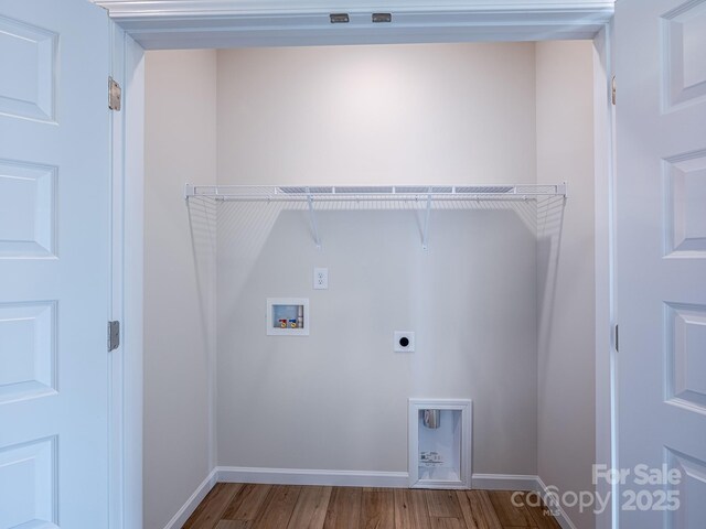 2541 Ruby Dixon Crossing Dr Unit 18, Gastonia, NC 28056 - laundry area with washer hookup, electric dryer hookup, wood finished floors, and baseboards