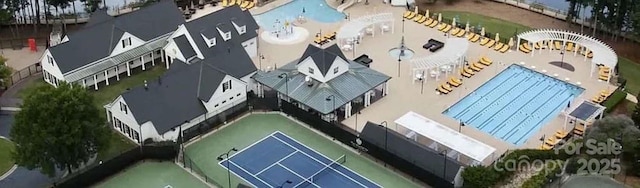 bird's eye view of a pool