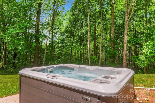 82 Sunburst Dr, Waynesville, NC 28786 - view of patio with a hot tub