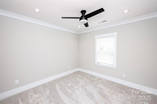 720 Cavesson Way, Monroe, NC 28110 - carpeted empty room featuring ceiling fan, crown molding, and recessed lighting