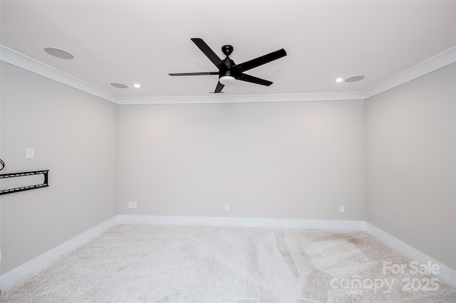 720 Cavesson Way, Monroe, NC 28110 - carpeted spare room with crown molding, a ceiling fan, and recessed lighting