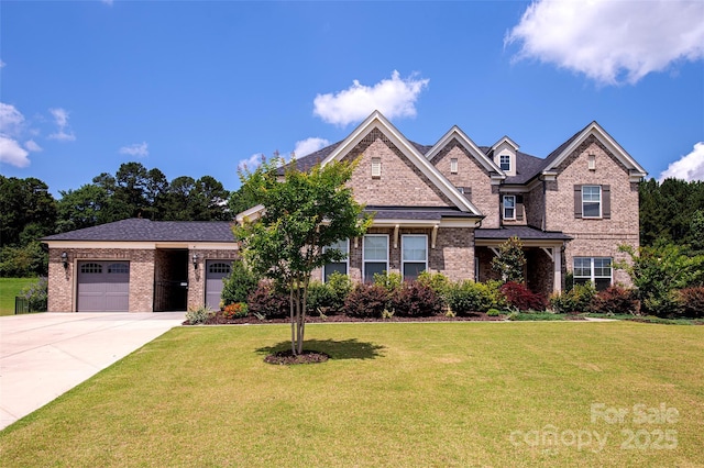 720 Cavesson Way, Monroe, NC 28110 - view of front facade featuring brick siding, driveway, a garage, and a front lawn