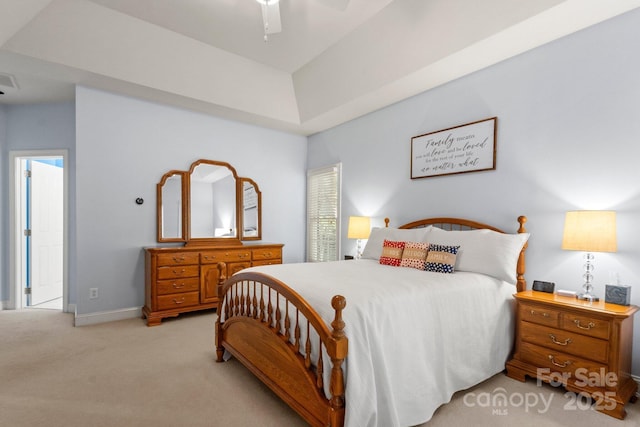 4389 Enchantment Cove Ln, Charlotte, NC 28216 - bedroom with light carpet, baseboards, and ceiling fan