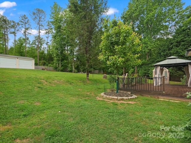 730 Cove Rd, Gastonia, NC 28052 - view of yard featuring a gazebo, an outbuilding, and a garage