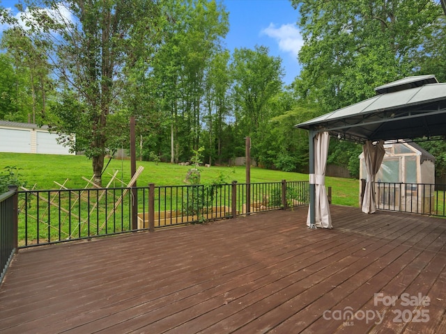 730 Cove Rd, Gastonia, NC 28052 - wooden terrace featuring a gazebo and a lawn