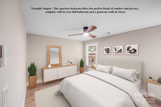 2000 Tyvola Rd, Charlotte, NC 28210 - bedroom featuring light wood-style flooring and ceiling fan