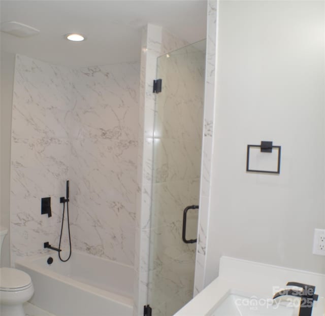2000 Tyvola Rd, Charlotte, NC 28210 - bathroom with recessed lighting and enclosed tub / shower combo