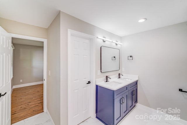 2000 Tyvola Rd, Charlotte, NC 28210 - full bathroom with double vanity and marble look tiles
