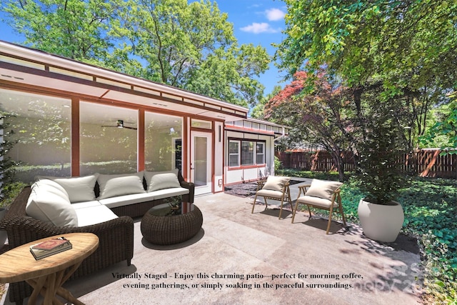 2000 Tyvola Rd, Charlotte, NC 28210 - fenced backyard featuring outdoor lounge area and a patio area